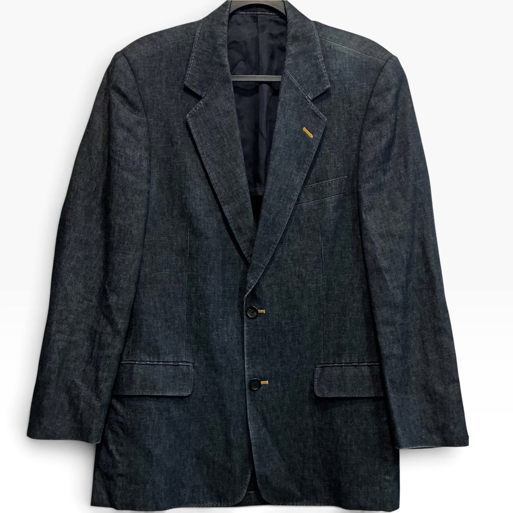 JASPAL 100% Linen Indigo Denim Blazer Sport Coat Mens US 40 Medium